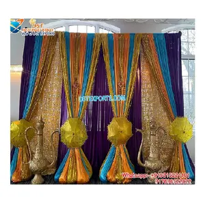 Wedding Mehndi and Haldi Decor Backdrop Setup Multicolor Backdrop Drape for Mehndi Stage Best Bright Color Drapes for Sangeet