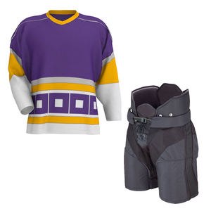 Ensemble de hockey sur glace unisexe respirant à séchage rapide Nom personnalisable Technique de sublimation fabriquée au Pakistan Option OEM Vêtements de sport - Product Image 1