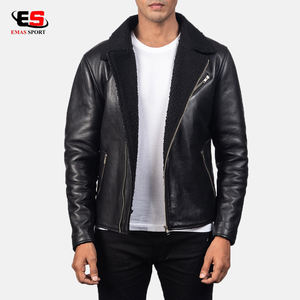 Chaqueta cálida de invierno personalizada para hombre con cuello de piel con cierre de cremallera Diseño informal de cuero teñido liso disponible en todos los tamaños - Product Image 2