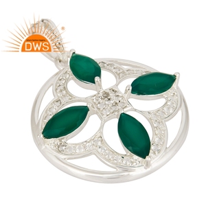 Pendentif en pierre précieuse Onyx vert de conception unique en argent Sterling 925 massif pour femmes pendentif fournisseur de bijoux Collection classique - Product Image 2