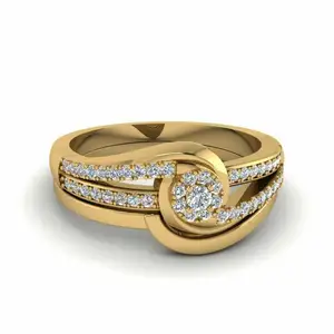 优雅钻石18 k手工订婚金戒指批发珠宝套装批发工厂价格