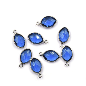 Colgantes de Iolita y Cuarzo con Forma de Marquesa, Bisel Plateado de 15 a 17 mm con Engaste, Bañados en Rodio, para Fabricación de Joyas - Product Image 6