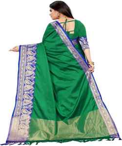 Banarasi Silk Jacquard <b>Saree</b> <b>Blouse</b> Women Wear Ladies Party Festival Daily Wear Soft Cotton Silk Sari Modern Design Evergreen - Product Image 4