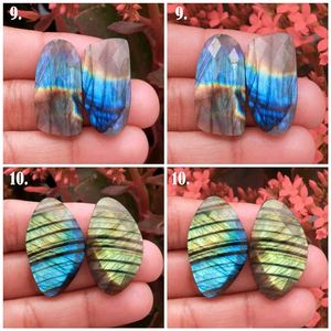 Boucles d'oreilles traceur GPS pour enfants, cabochons en labradorite et grenat, fournitures de fabrication de bijoux, labradorite naturelle multicolore pour hommes, 25-40mm - Product Image 6