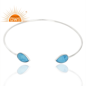 925 Sterling Silver Girls Cuff <b>Bracelet</b> Wholesale Matrix Turquoise <b>Gemstone</b> <b>Bracelet</b> Jewelry - Product Image 2