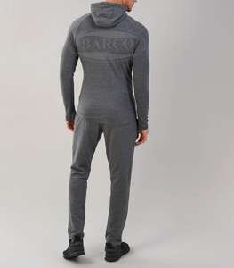 Survêtement à fermeture éclair complète en molleton de polyester d'automne à capuche solide avec doublure latérale personnalisable à la mode pour hommes de grande taille - Product Image 2