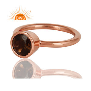 925 Sterling Silver 18k Rose Gold Plated <b>Rings</b> Jewelry Supplier Natural Smoky <b>Quartz</b> Gemstone <b>Ring</b> Designer Silver Jewelry - Product Image 2