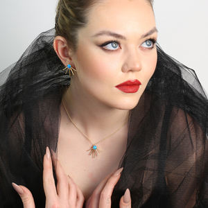 Collar con colgante de ópalo azul, joyería de plata de ley, diseño único y delicado - Product Image 4