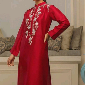 DECENT--&--TRENDY--LONG--KURTA & STYLISH <b>PANT</b>--WITH ELEGANT EMBROIDERY WORK---FOR Party-wear-dress for Party/ Wedding =2021-- - Product Image 1