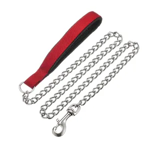 Laisse pour chien en fer de haute qualité avec poignée en chaîne en acier métallique souple, design simple et solide - Product Image 1