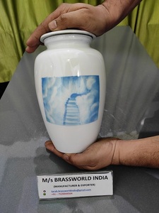 Aluminum Aesthetic Hand Painted Adult Cremation Urn Brassworld India <b>Funeral</b> <b>Supplies</b> - Product Image 5