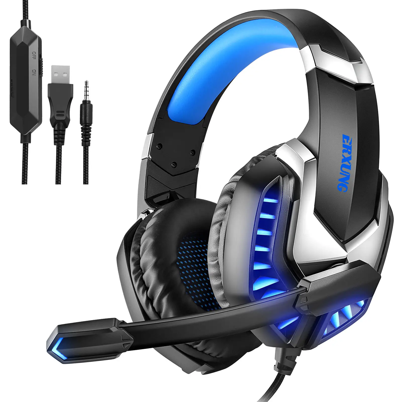 gaming headset surround sound Wired earphones 50mm Speaker Foldable Headphone with Mic Flexible Microphone Volume Control
