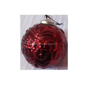 MAROON GLASS HANGING BALL X-MAS TREE DECORATION