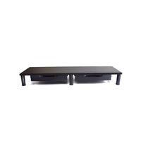 Supports de moniteur doubles réglables en bois avec 2 tiroirs, noirs, hauteur réglable de 3,25 à 6,5 pouces, style bureau pour ordinateur portable, usage commercial de luxe