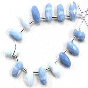 Cuentas de Briolette con forma de ópalo para fabricación de joyas, piedras preciosas naturales de ópalo azul, 14 piezas - Product Image 1