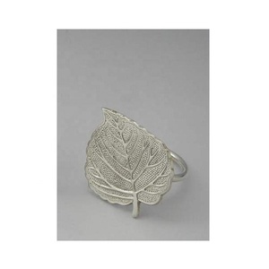 Leaf Shaped Napkin Ring Rare Designed Silver Leaf Napkin Holder for Dining Table Decorations Premium Pure Modern <b>Tissue</b> Holder - Product Image 3