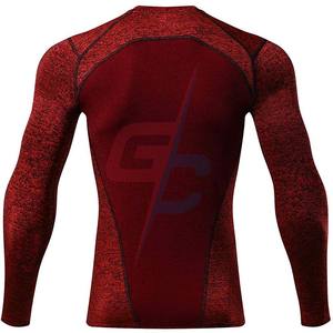 Camisetas deportivas de compresión informales para hombre OEM, camisetas de manga larga para correr con patrón, proveedor de camisetas de tela tejida con capa base - Product Image 2