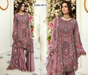 Designer Alphanumero Gharara Vêtement Ethnique Georgette Broderie Séquence Travail Top Palazzo Dupatta Festival Wear Salwar - Product Image 5