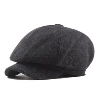 Sombrero octogonal de moda para hombres de mediana edad y mayores, boina de lana para otoño e invierno, gorra inglesa con visera, sombrero cálido para montar a caballo