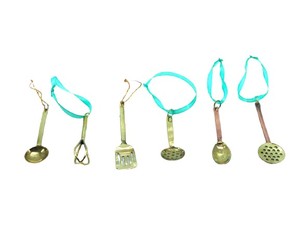 METAL GOLD <b>KITCHEN</b> EQUIPMENT MINIATURE CHRISTMAS HANGING <b>ORNAMENT</b> for CHRISTMAS DECORATION LUXURY BRASS - Product Image 6