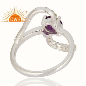 Natural Amethyst <b>Peridot</b> Gemstone <b>Ring</b> Jewelry Supplier 925 Fine Silver Jewelry Wholesaler - Product Image 3