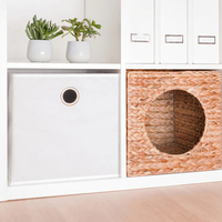 Maison pour chat en jacinthe d'eau naturelle carrée et mignonne, panier pour chat, lit tissé à la main naturel pour chats et petits chiens