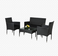 Ensemble de 4 canapés en rotin tressé pour villa et parc, résistant aux UV, écologique, coussins imperméables, structure métallique, mobilier d'extérieur