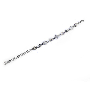 <b>Lovely</b> Cubic Zirconia Gemstone Round and Cushion 925 Solid Sterling Silver <b>Bracelet</b> Handmade Jewellery Gift for Her - Product Image 3