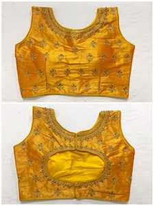 Tela de seda pesada Secuencia de bordado trabajado Sari blusa lehenga blusa - Product Image 4