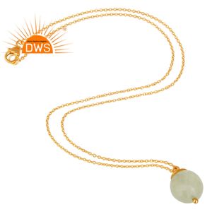Cadena colgante de diseño estilo bola para niñas, proveedor de joyería, oro de 18k, Plata de ley, Prehnita, calcedonia, joyería - Product Image 2