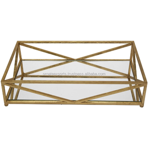 Bandeja Rectangular Resistente Hecha a Mano al por Mayor, Acabado Pulido, Material de Hierro Dorado y Acrílico, Decorativa para Restaurantes - Product Image 3