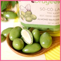 Dragées au lait, chocolat au matcha, amandes séchées enrobées de chocolat au lait pur, chocolat au lait vert et noir, faible MOQ, échantillon gratuit
