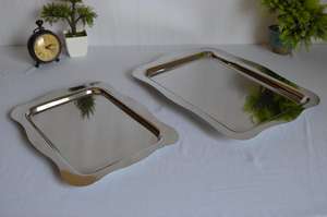 Stainless Steel Hammered Rectangle Tray Hammered Nickel Plated Gold Plated Shining Polish Modern Luxury Exclusive Fancy Server - Product Image 3