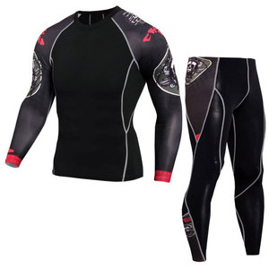 Conjunto de 2 Piezas de Leggings y Camisetas de Compresión de Alta Calidad para Hombre, para Correr y Gimnasio, Material Spandex/Poliéster - Product Image 1