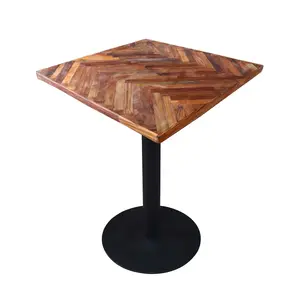 Reclaimed Recycle Teak Wood Herringbone Top Laminated Table Wholesale Bulk