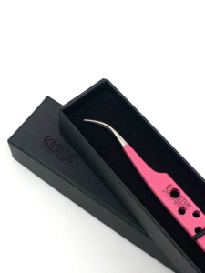 Instruments de beauté professionnels en acier inoxydable courbé rose poudre revêtement cercle Style diamant poignée extension de cils pince à épiler - Product Image 5