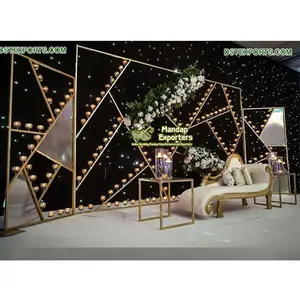 Decoración de escenario real para bodas, telón de fondo con diseño único para paredes de velas, bodas, recepción y Noche