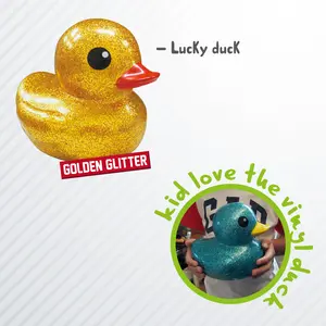 New Toy For Kids Rubber Vinyl Duck Flashing Duck Toy 10cm Glitter Duck With Flashlight Bath Toy For Babies