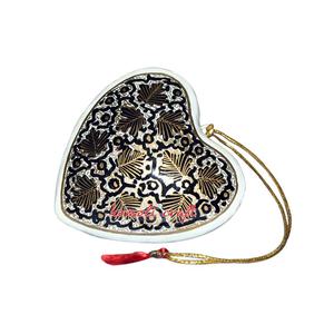 Décoration de Noël en papier mâché peint à la main Décoration coeur noir pour arbre, vacances, fête, bricolage et décoration intérieure - Product Image 1