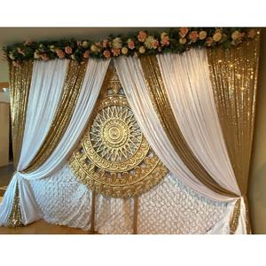 Fondo de boda de oro blanco brillante, telón de fondo para escenario de boda, interior, glamurosa - Product Image 1