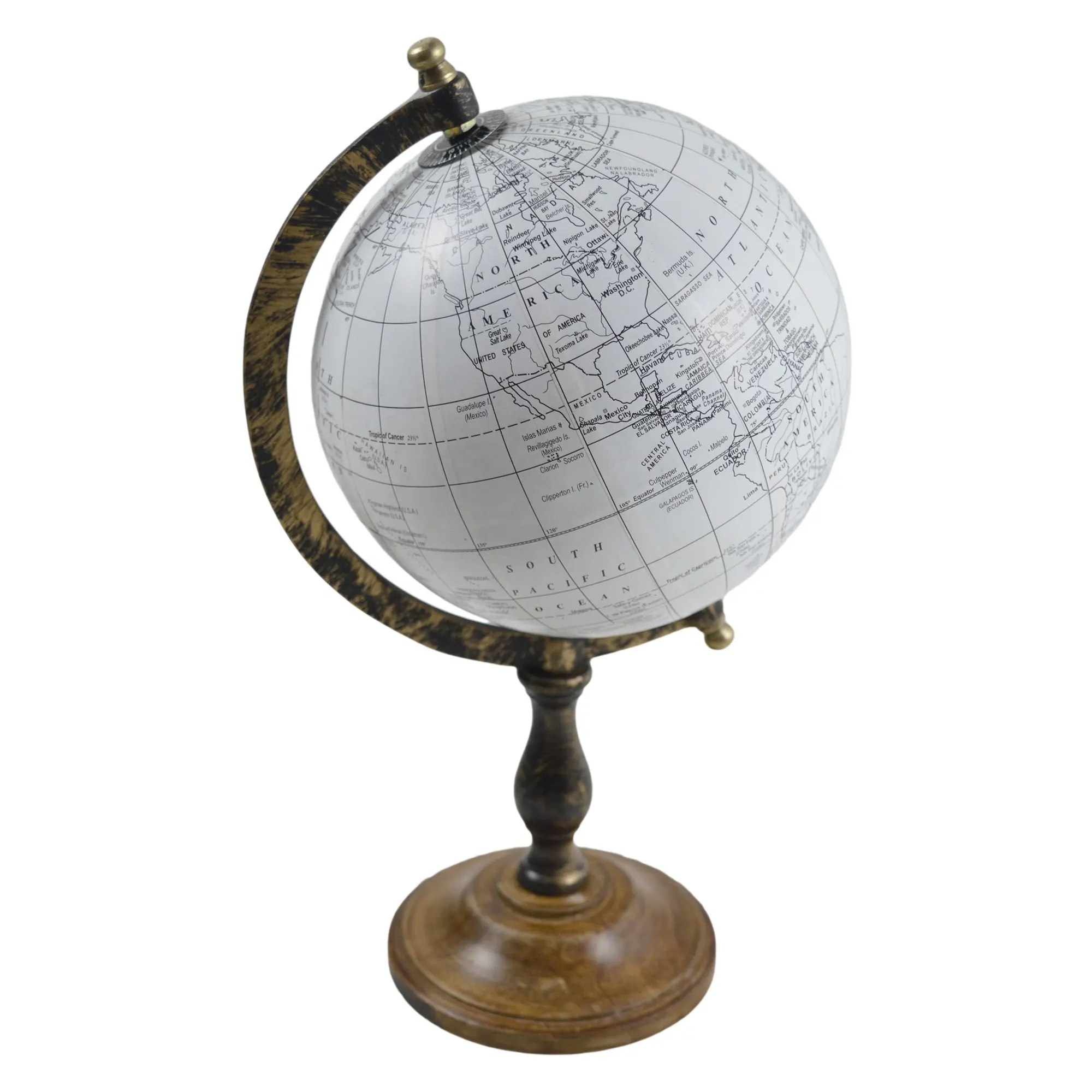 Am besten für Office Table Decor Design Globe mit abgerundeten weißen Globe und Vintage Design aus Holz