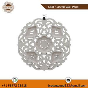 Panneau décoratif mural rond sculpté à la main en MDF antique blanc vert du fabricant indien et des panneaux décoratifs pour la salle des exportateurs - Product Image 3