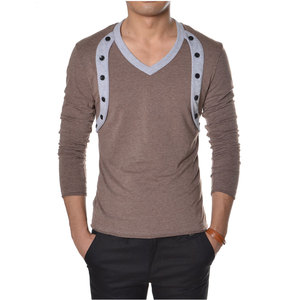 Camiseta básica con cuello en V para hombre, Camiseta de algodón suave y ligera, camiseta blanca de algodón con cuello en V transpirable con servicios OEM - Product Image 3