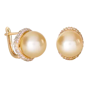 남해 진주와 다이아몬드-PNJ 브랜드의 고품질 18K 골드 귀걸이-베트남 여성용 화이트 클래식 볼 다이아몬드