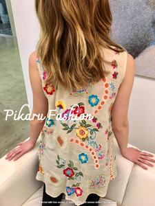 Sudaderas con capucha para mujer, vestidos florales bordados sin mangas con cuello en V, elegantes y con estilo para chicas - Product Image 3