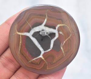 Septaria พลอยคาโบชองใหญ่สีดำใยแมงมุม,พลอยใสใยแมงมุมพลอยแอสไปเดอร์พลอยสีม่วงแดง - Product Image 5