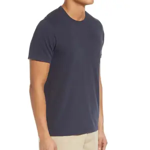 Camiseta de performance masculina de algodão clássico com gola redonda e camiseta de manga curta super premium