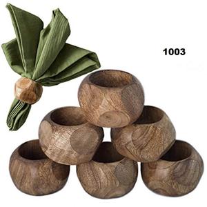 Juego de 6 piezas de diseño cortado, de madera natural servilletero, hebillas de madera para boda, cena, fiesta, decoraciones de mesa - Product Image 1
