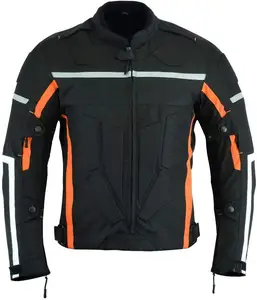 Motosiklet motosiklet zırhlı erkek koruyucuları ile CORDURA su geçirmez ceket siyah/turuncu