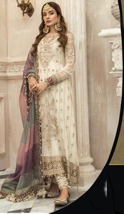 Robes brodées en Organza, pour travail artisanal de qualité supérieure, longues - Product Image 3